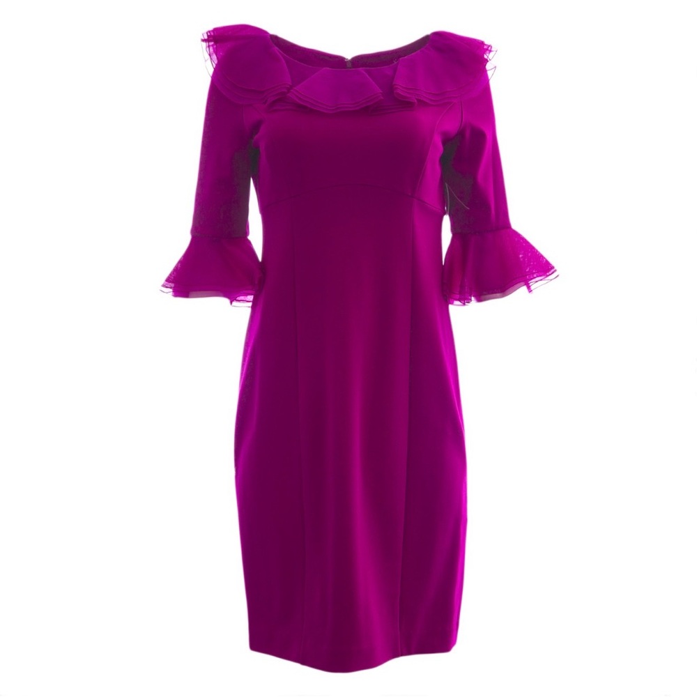 Nue by Shani Fuchsia 3/4 Sleeve BodyCon Midi  Dress w/body Compression  US10 NWT